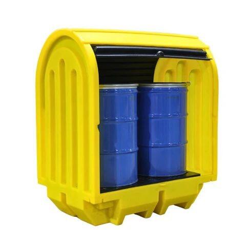 BP2HC 2 drum spill bund with door open