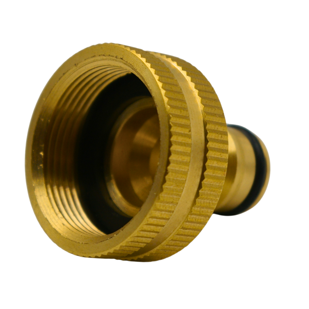 Rear view of M30x1.5 tap connector showing internal metric thread and knurled grip