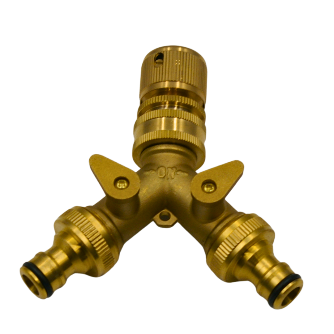 RoBox Design RBAF-SP34 Brass Garden Tap Splitter 2 Way