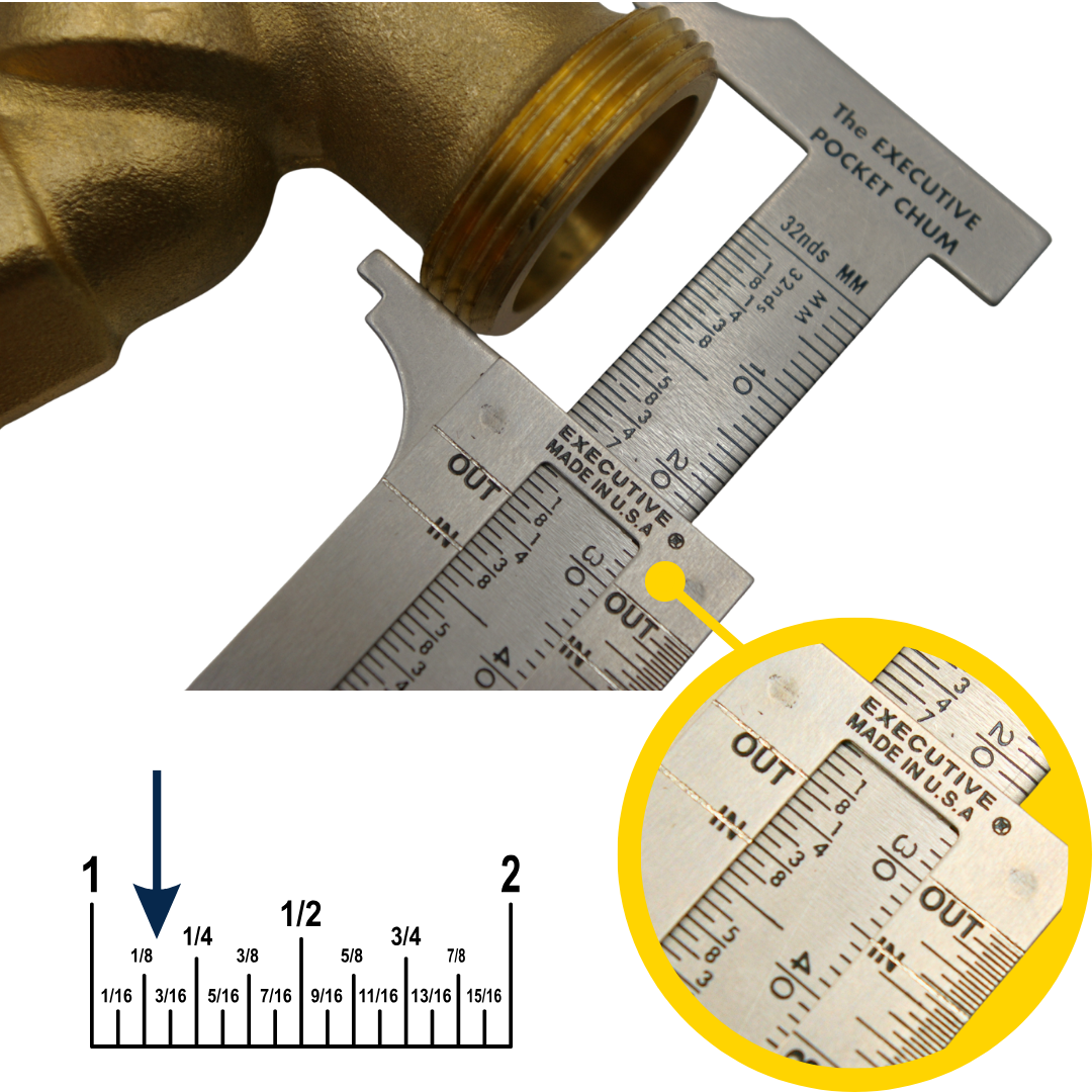 Measuring M30x1.5 tap outlet thread diameter with manual caliper