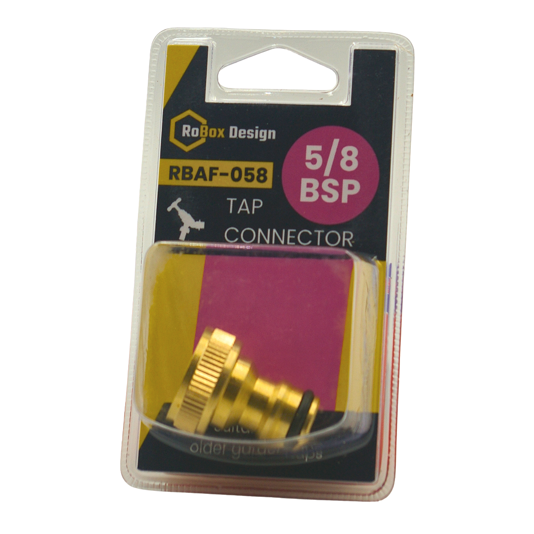 5/8 BSP threaded female brass tap connector for older garden taps in retail packaging - solid brass outside tap connector UK