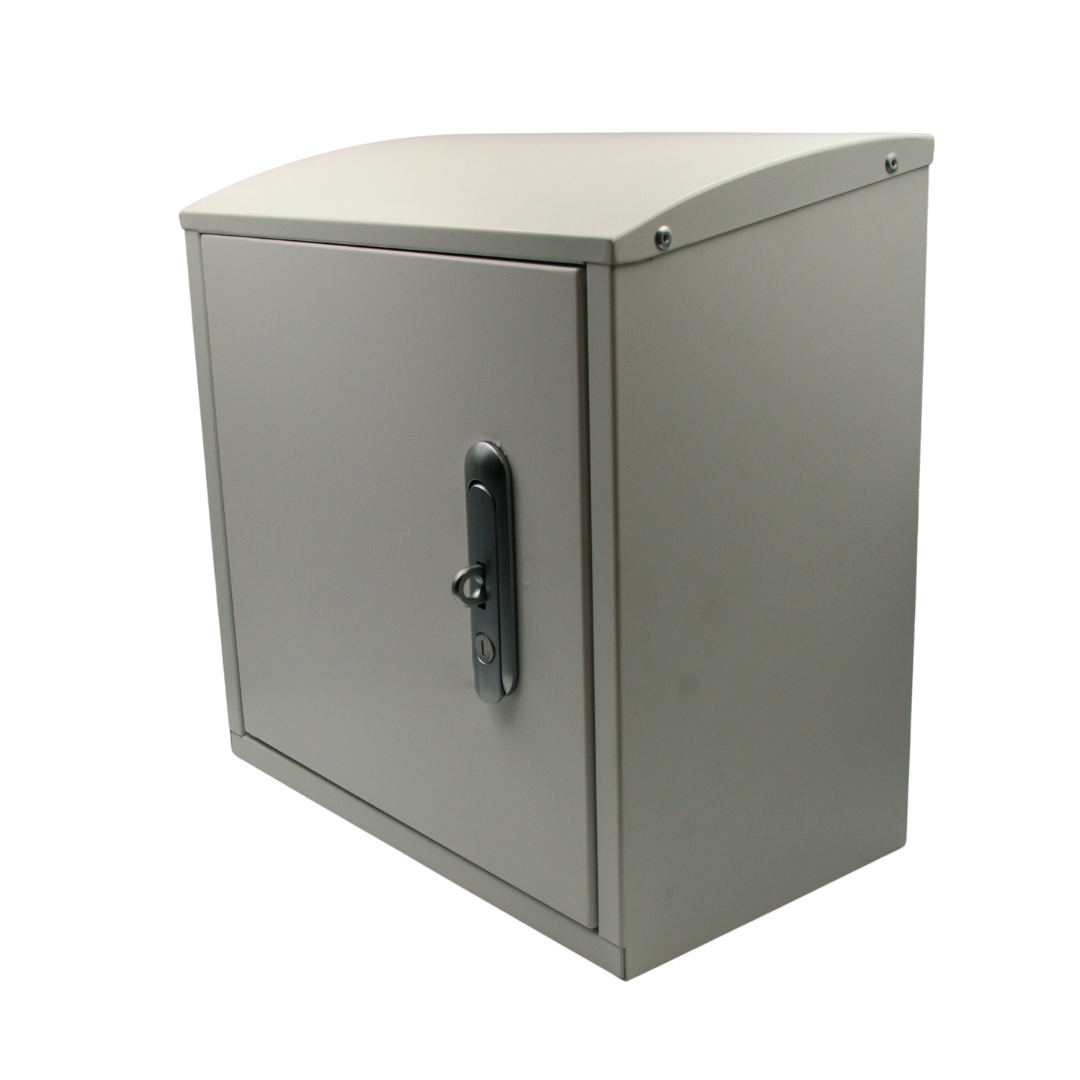 Robox Insulated XL white large outdoor tap box front angle view – heavy duty insulated garden tap enclosure RAL 9003 UK