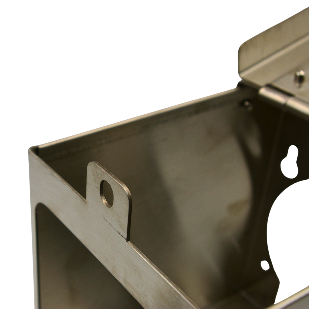 Close-up of padlock eye on RBTJ-110NXS 316L stainless steel Tap Jaw High Security secure outdoor tap cover