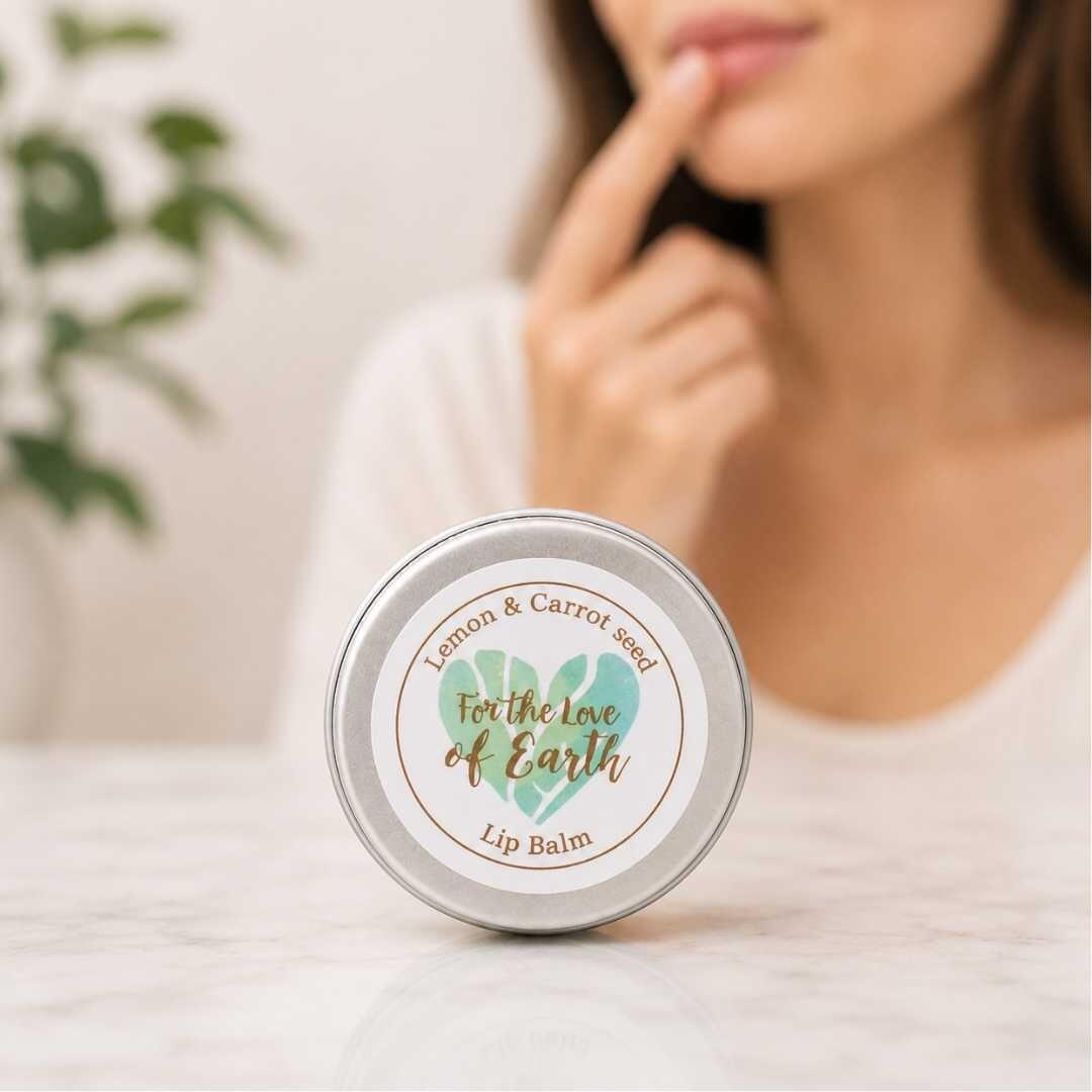 natural vegan lip balm in a small tin