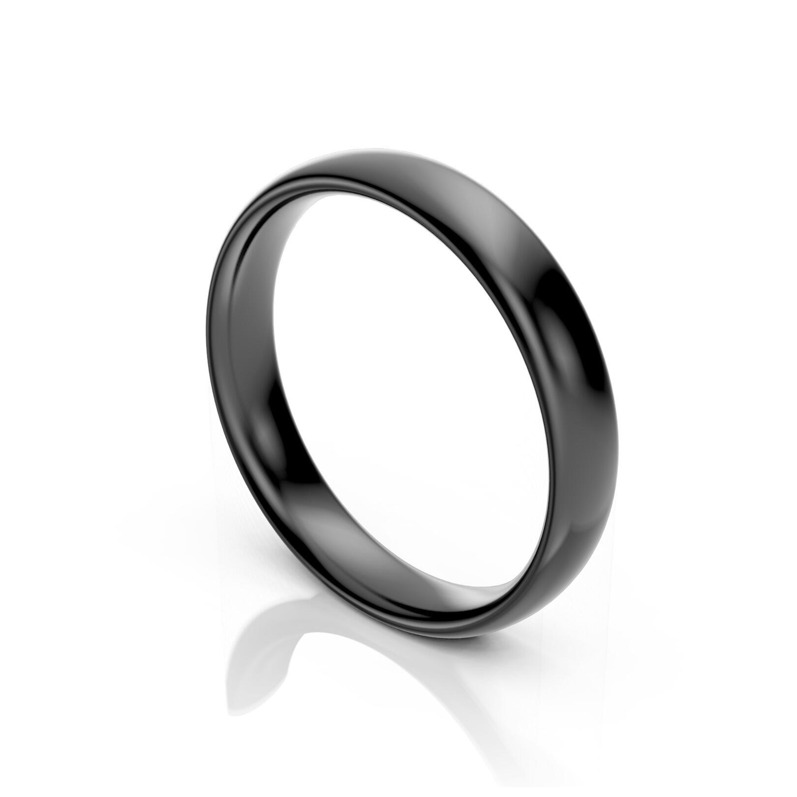 Ladies 4mm medium weight traditional court shaped wedding band in gold, platinum, palladium, silver, titanium and black zirconium with polished finish