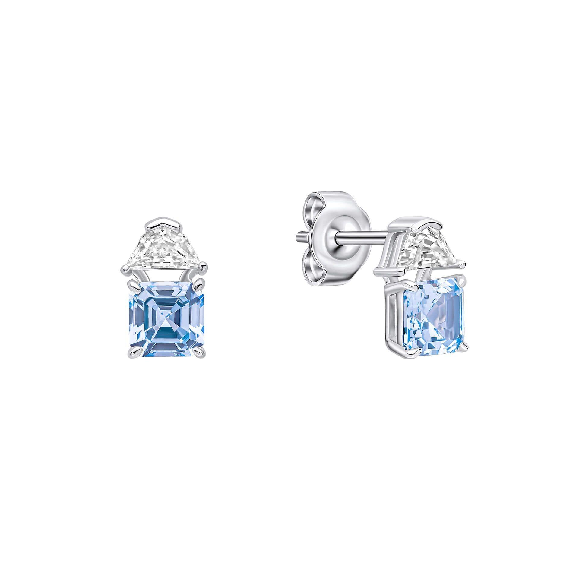 Diamonfire® Sapphire Blue Square-Cut Zirconia Jewellery Set Featuring Earrings and Pendant in Triple Plated Sterling Silver – Elegant Bridal Jewellery by Gold and Diamonds