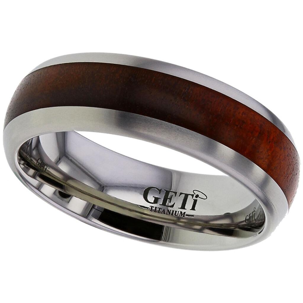 Traditional court Geti titanium wedding band with centre Chakte Kok wood inlay by Gold and Diamonds