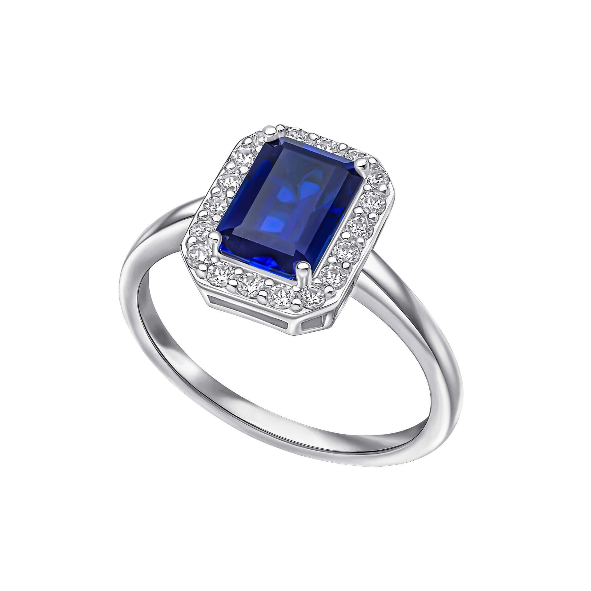Diamonfire® Emerald Cut Halo Zirconia Ring in Triple Plated Sterling Silver with Pavé Surround – Luxury Jewellery by Gold and Diamonds