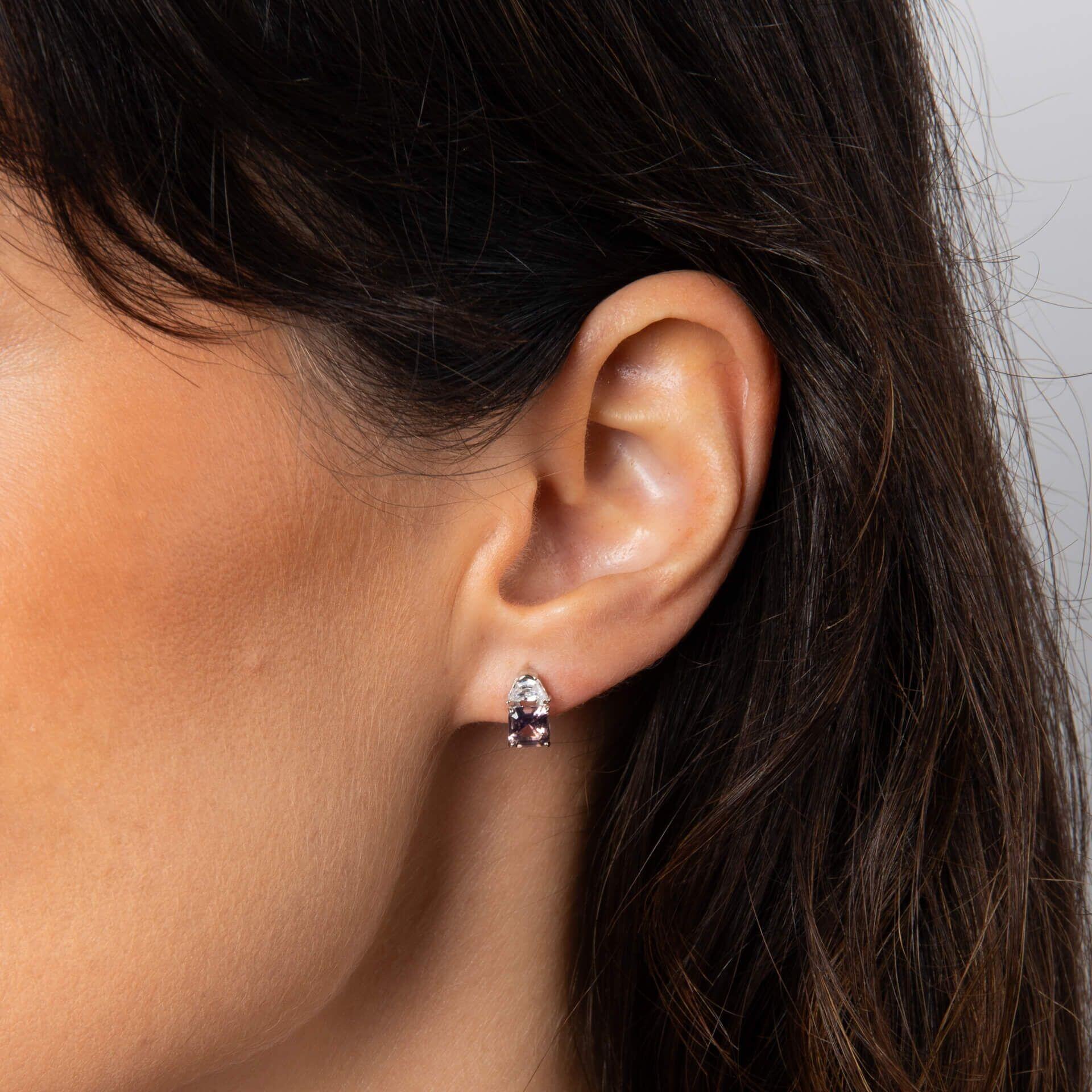Diamonfire® Morganite Pink Square-Cut Zirconia Earrings with Clear Accent in Triple Plated Sterling Silver – Luxury Jewellery by Gold and Diamonds