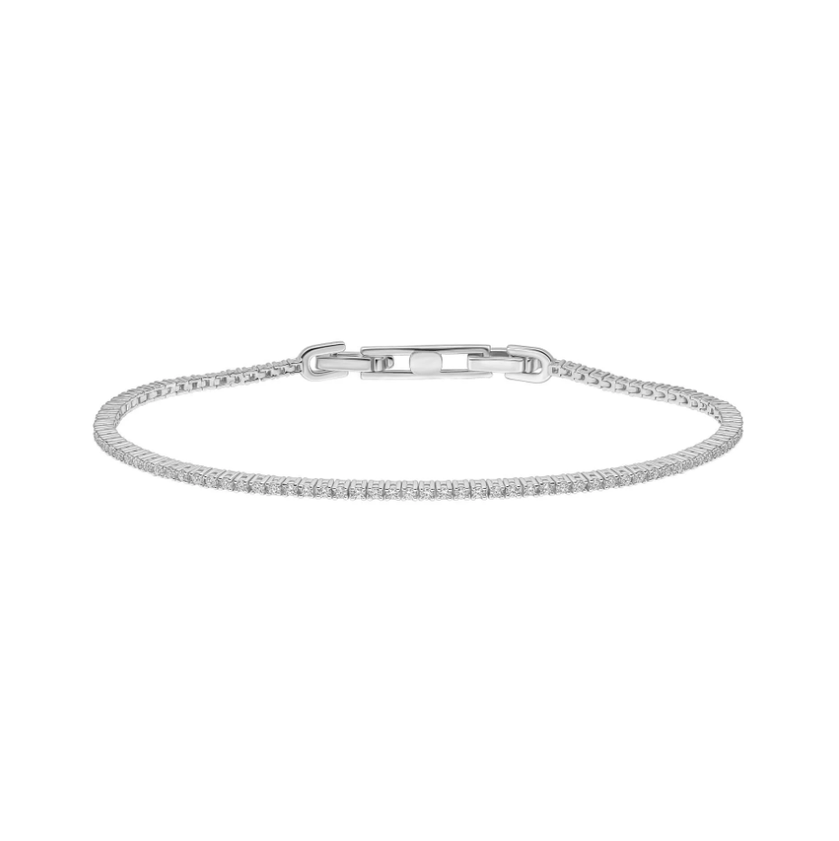 Diamonfire® Fine Round Cut Tennis Bracelet in Triple Plated Sterling Silver or Yellow Gold Finish, 17–19cm Adjustable – Elegant Jewellery by Gold and Diamonds