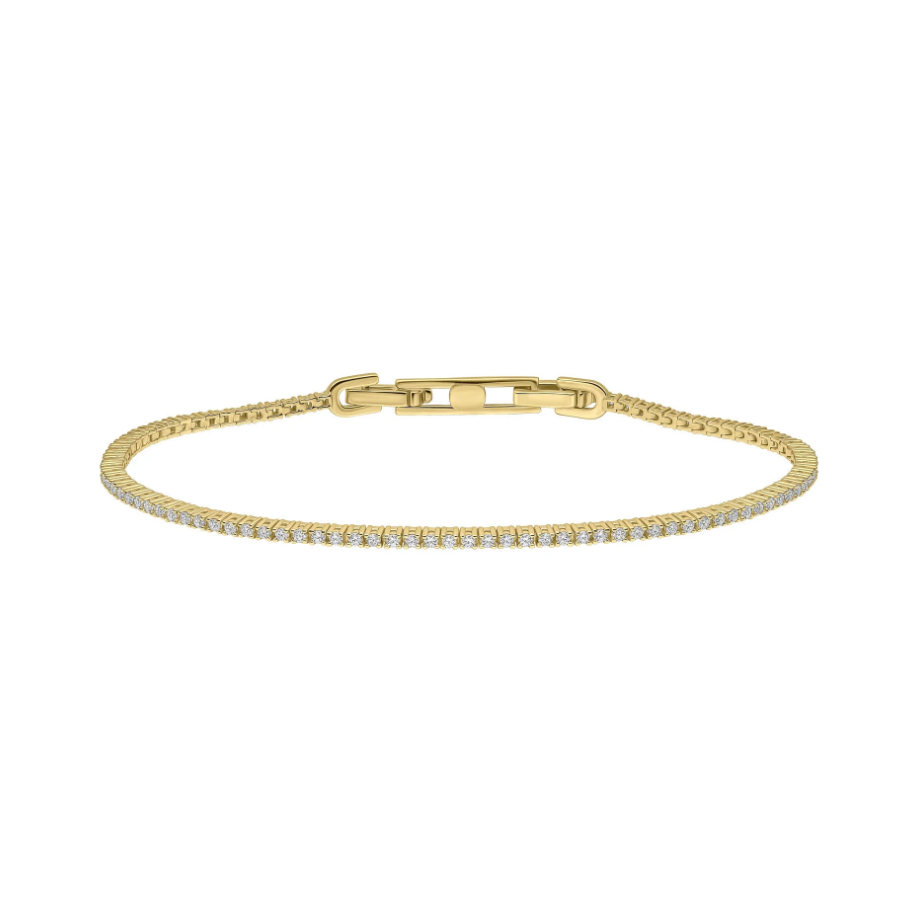 Diamonfire® Fine Round Cut Tennis Bracelet in Triple Plated Sterling Silver or Yellow Gold Finish, 17–19cm Adjustable – Elegant Jewellery by Gold and Diamonds