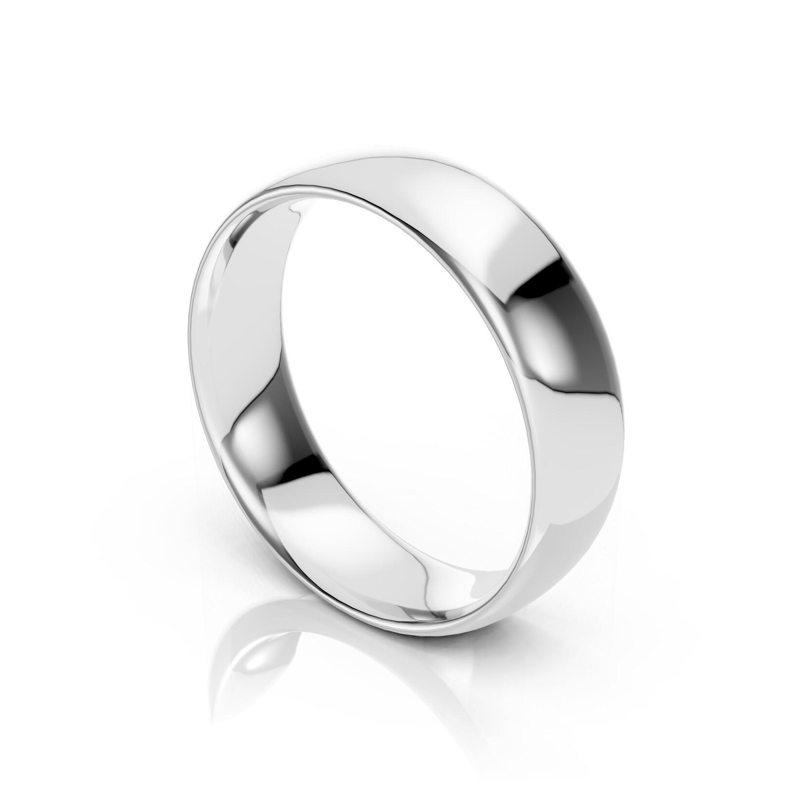 Mens 6mm medium traditional court comfort fit wedding ring 1.7mm depth in gold platinum palladium argentium silver titanium and black zirconium