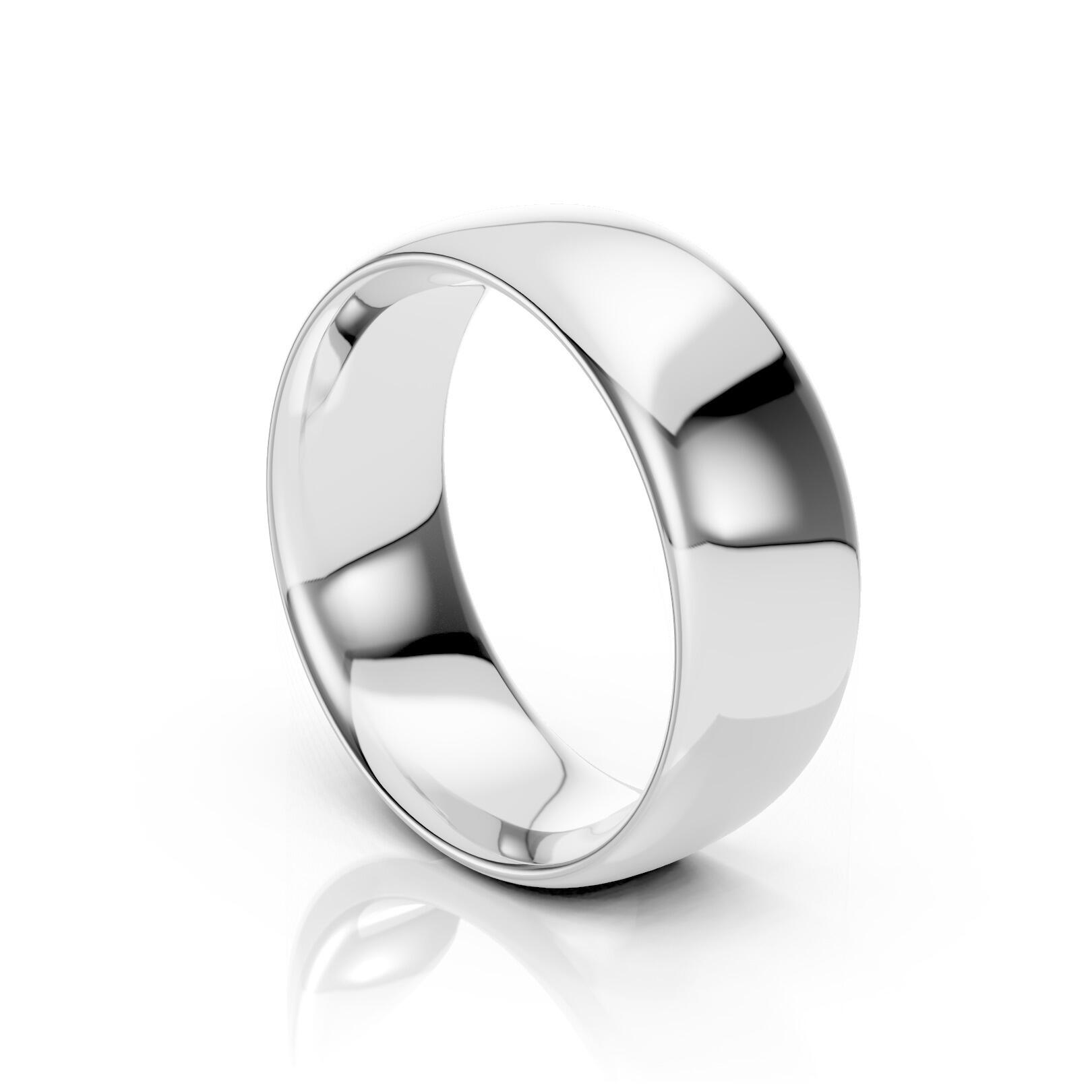 Ladies 8mm heavy traditional court comfort fit wedding ring 2.1mm depth in gold platinum palladium silver titanium and black zirconium