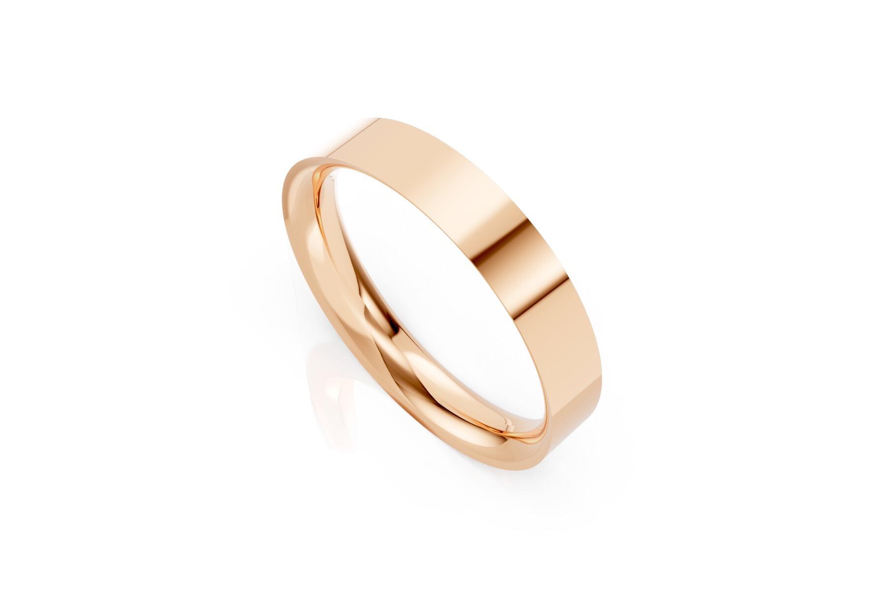 Ladies 4mm medium flat court comfort fit wedding ring 1.7mm depth in yellow gold white gold rose gold platinum palladium and argentium silver
