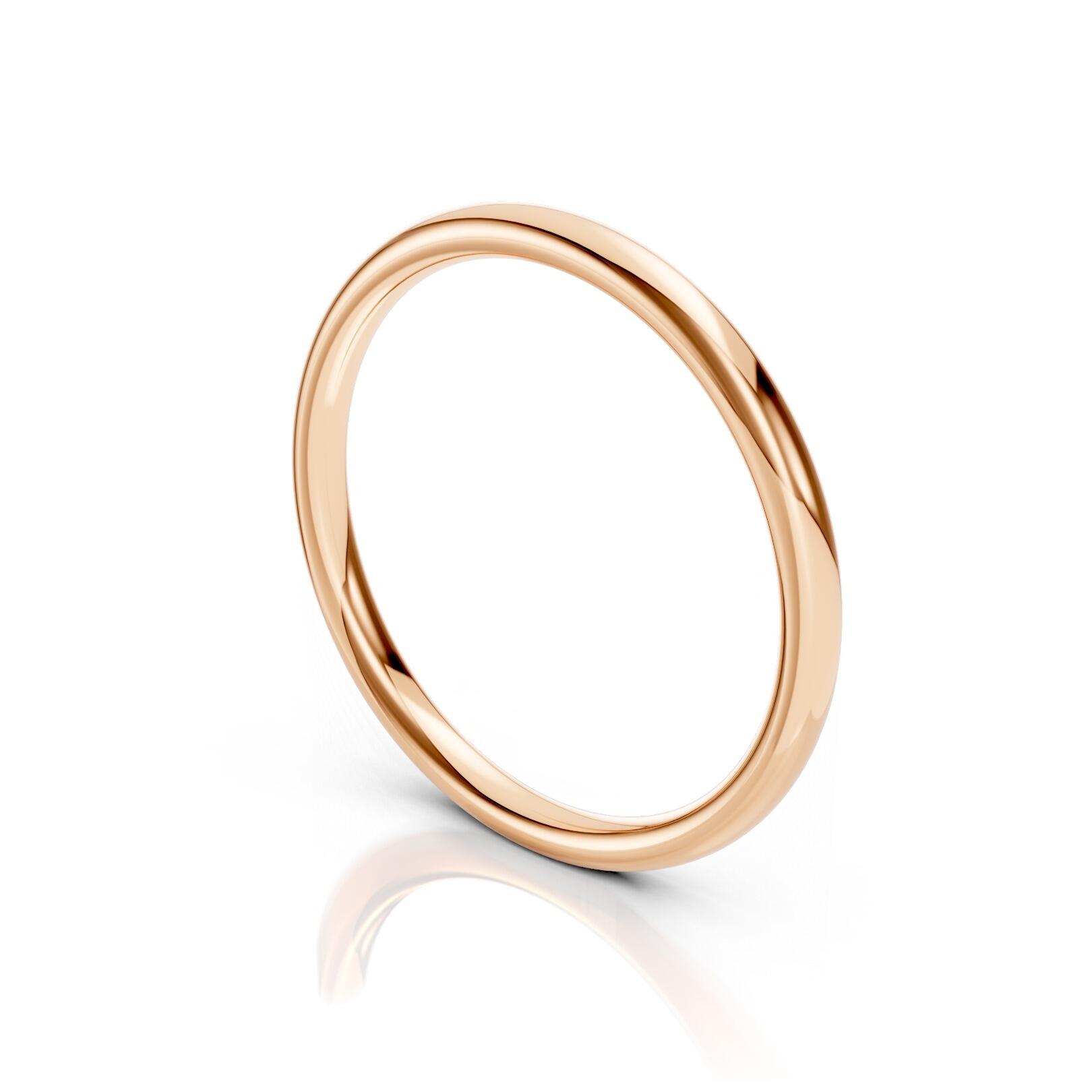 Ladies 2mm medium weight traditional court shaped wedding band in gold, platinum, palladium, silver, titanium and black zirconium with polished finish