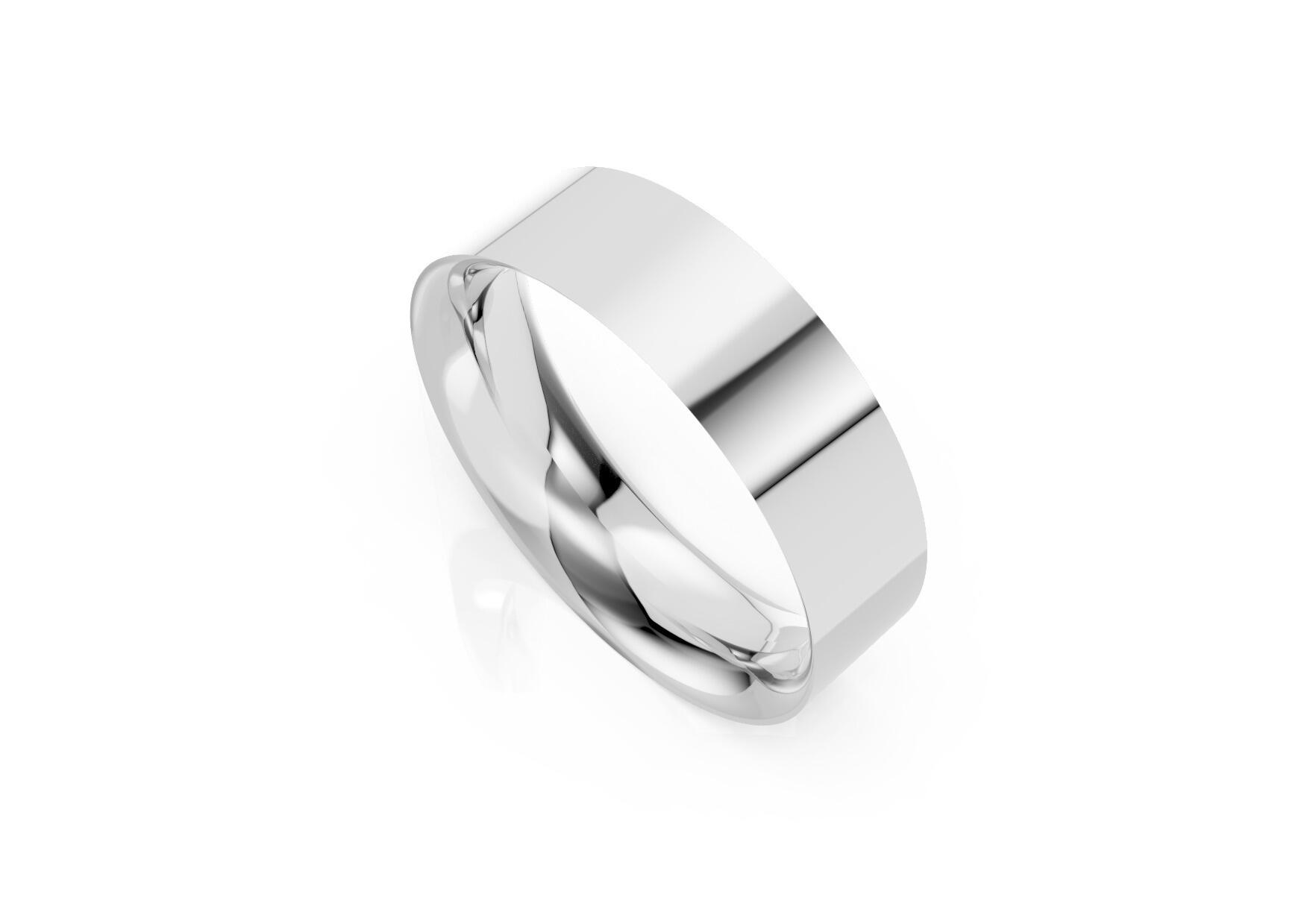 Mens 6mm medium flat court comfort fit wedding ring 1.7mm depth in yellow gold white gold rose gold platinum palladium and argentium silver
