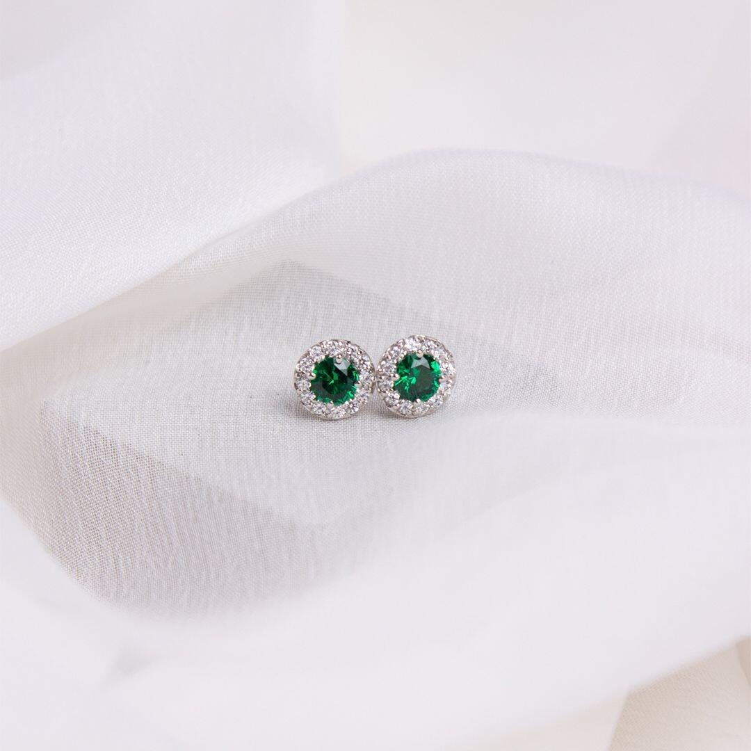 Diamonfire® Emerald Green 1.39ct Pave Zirconia Stud Earrings in Triple Plated Sterling Silver – Luxury Jewellery by Gold and Diamonds