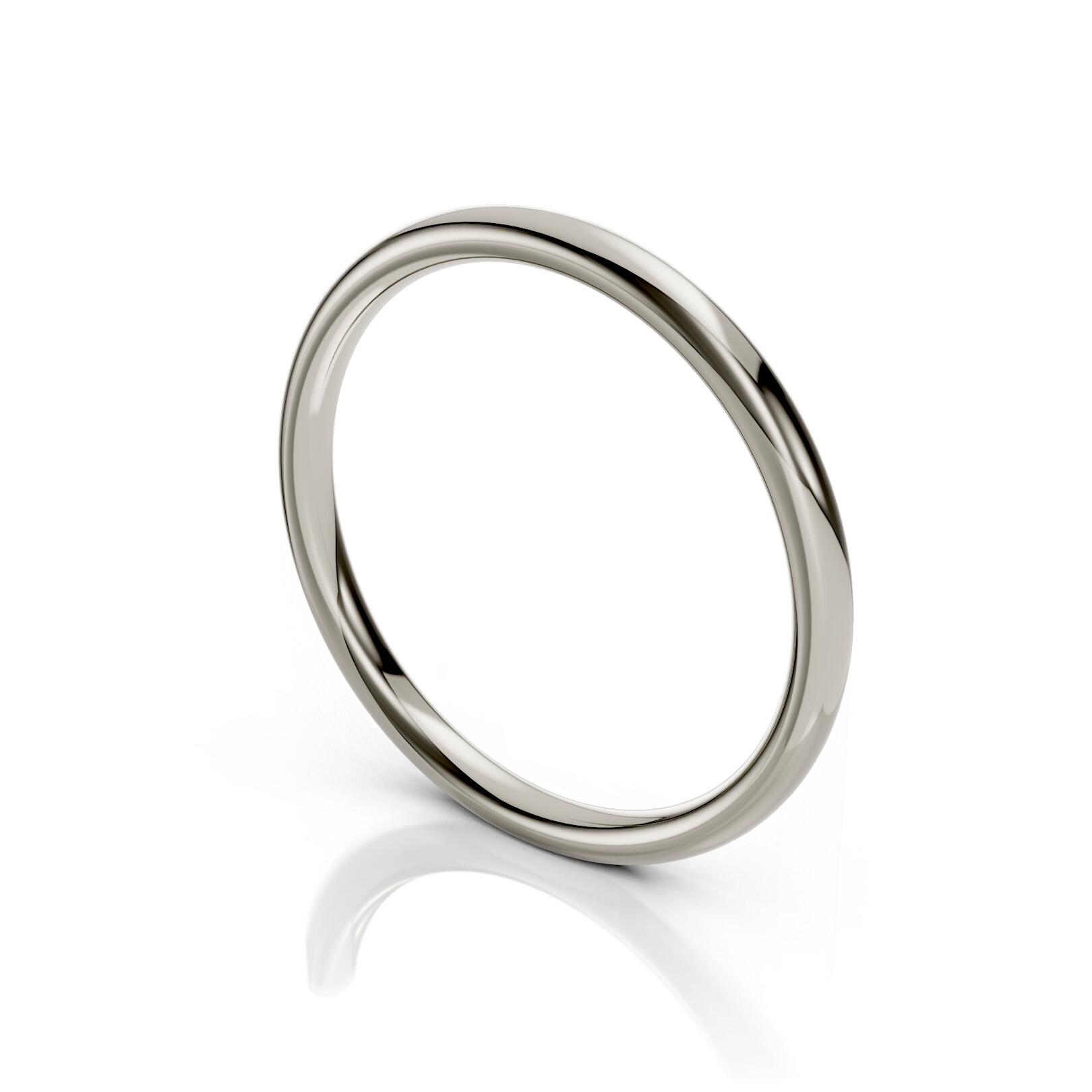 Ladies 2mm medium weight traditional court shaped wedding band in gold, platinum, palladium, silver, titanium and black zirconium with polished finish