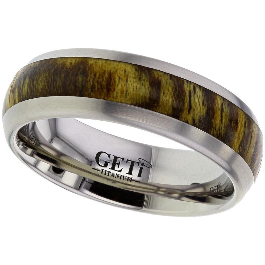 Traditional court Geti titanium wedding band with centre Bocote wood inlay by Gold and Diamonds