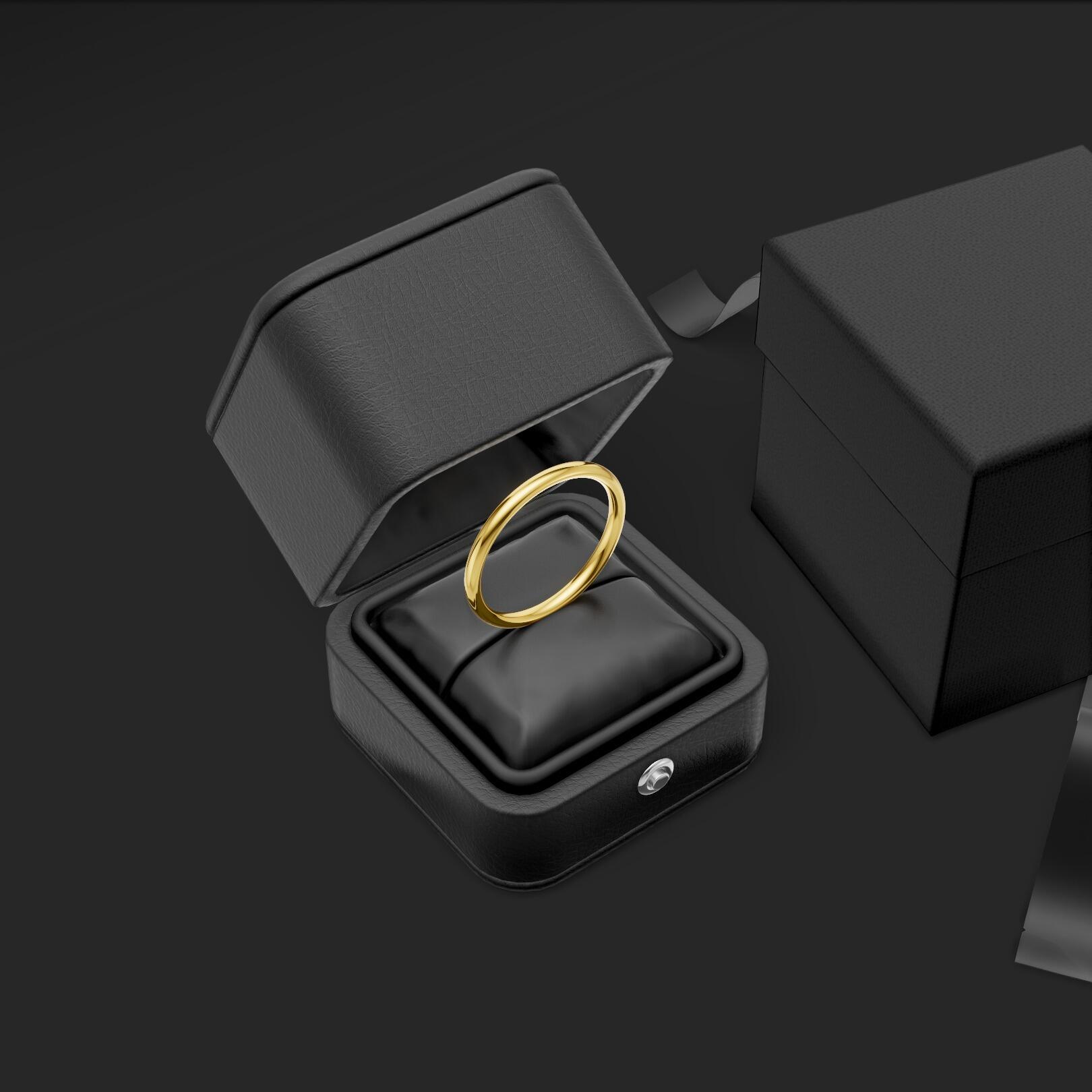 Ladies 2mm medium weight traditional court shaped wedding band in gold, platinum, palladium, silver, titanium and black zirconium with polished finish
