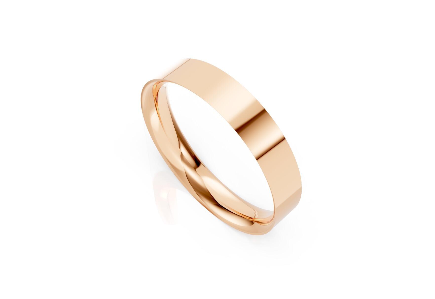 Ladies 4mm light flat court comfort fit wedding ring 1.3mm depth in yellow gold white gold rose gold platinum palladium and argentium silver