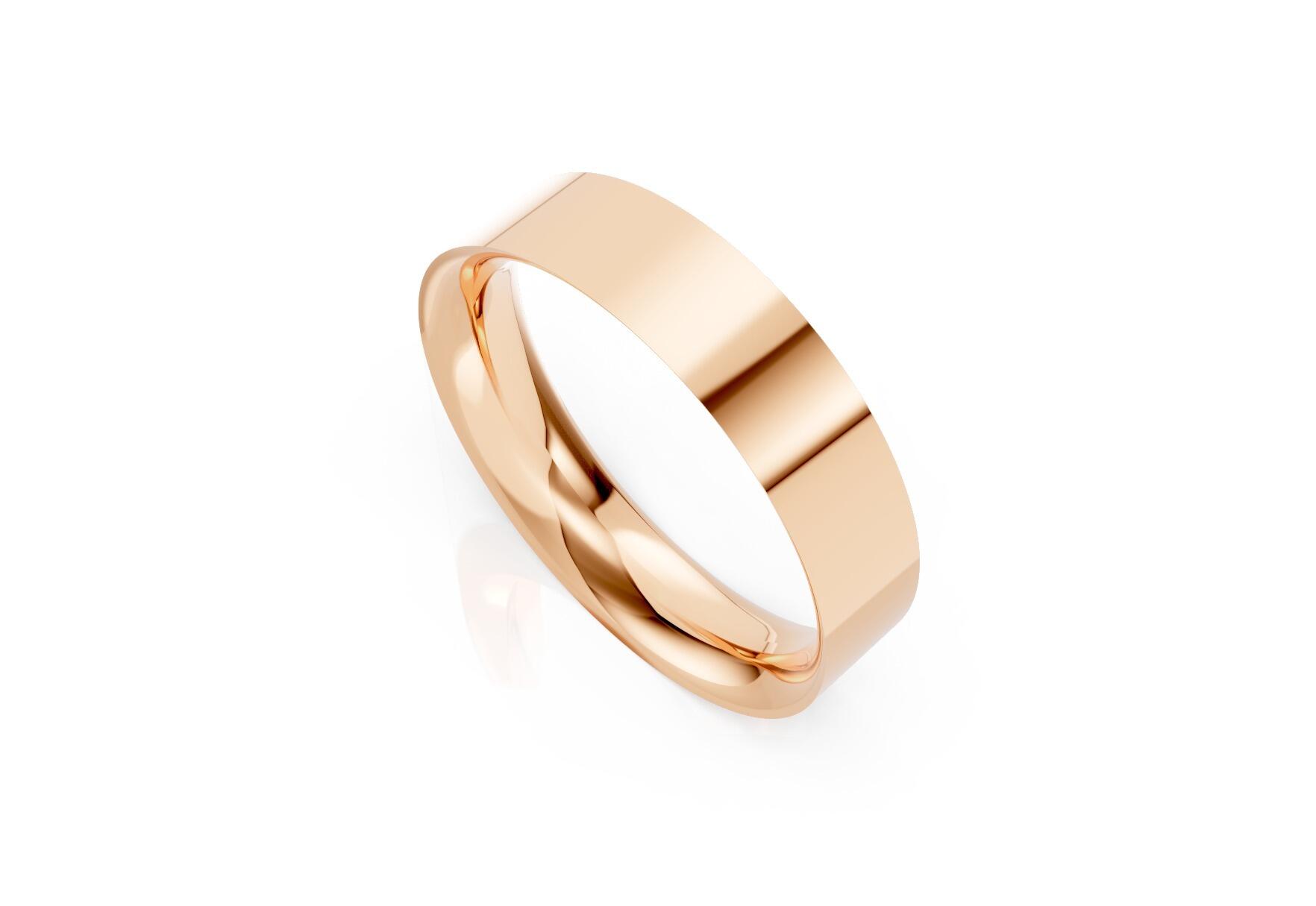 Ladies 5mm medium flat court comfort fit wedding ring 1.7mm depth in yellow gold white gold rose gold platinum palladium and argentium silver