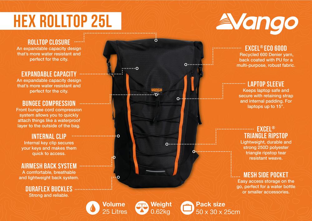 Hex Rolltop 25L - Floorplan