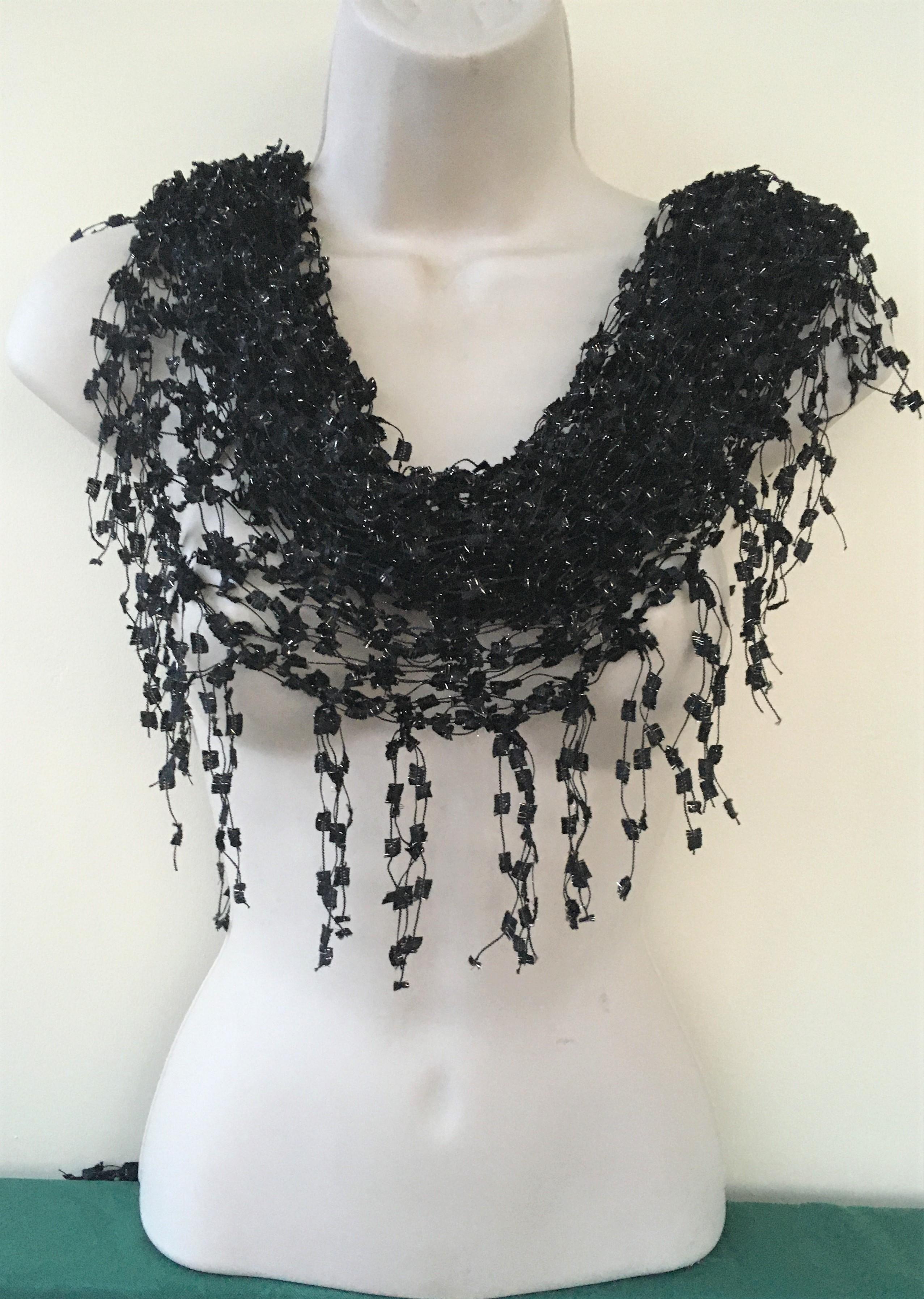 06 Black Crochet Scarf