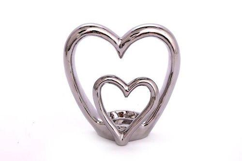 Double heart tea light holder