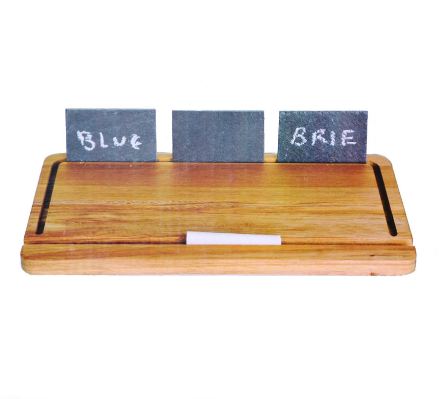 Wooden Cheese Board With Slate Plaques