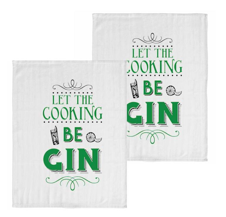 Cooking Be Gin Pack of 2 Tea Towels