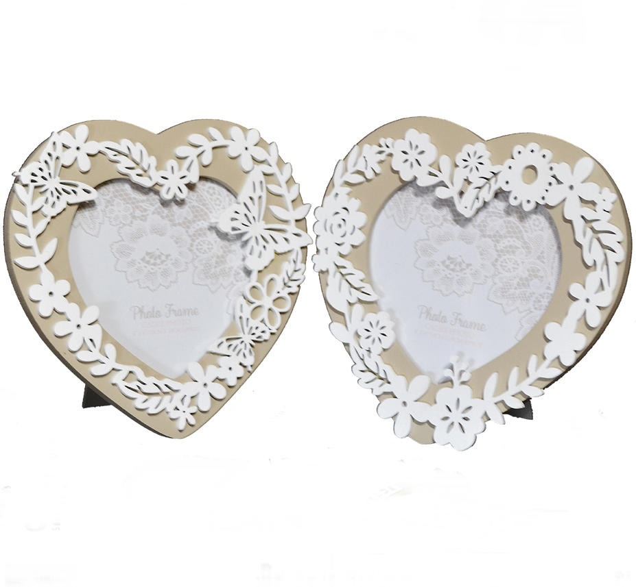 Pair of cut out heart photo frames (4" x 4")