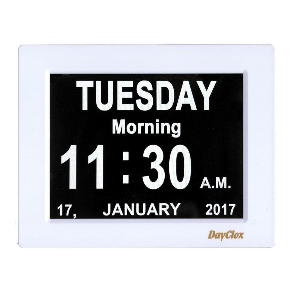 DayClox Memory Loss Digital Calendar 5-Cycle Clock with Red White & Blue or Black & White Section Display FBA_8000EC