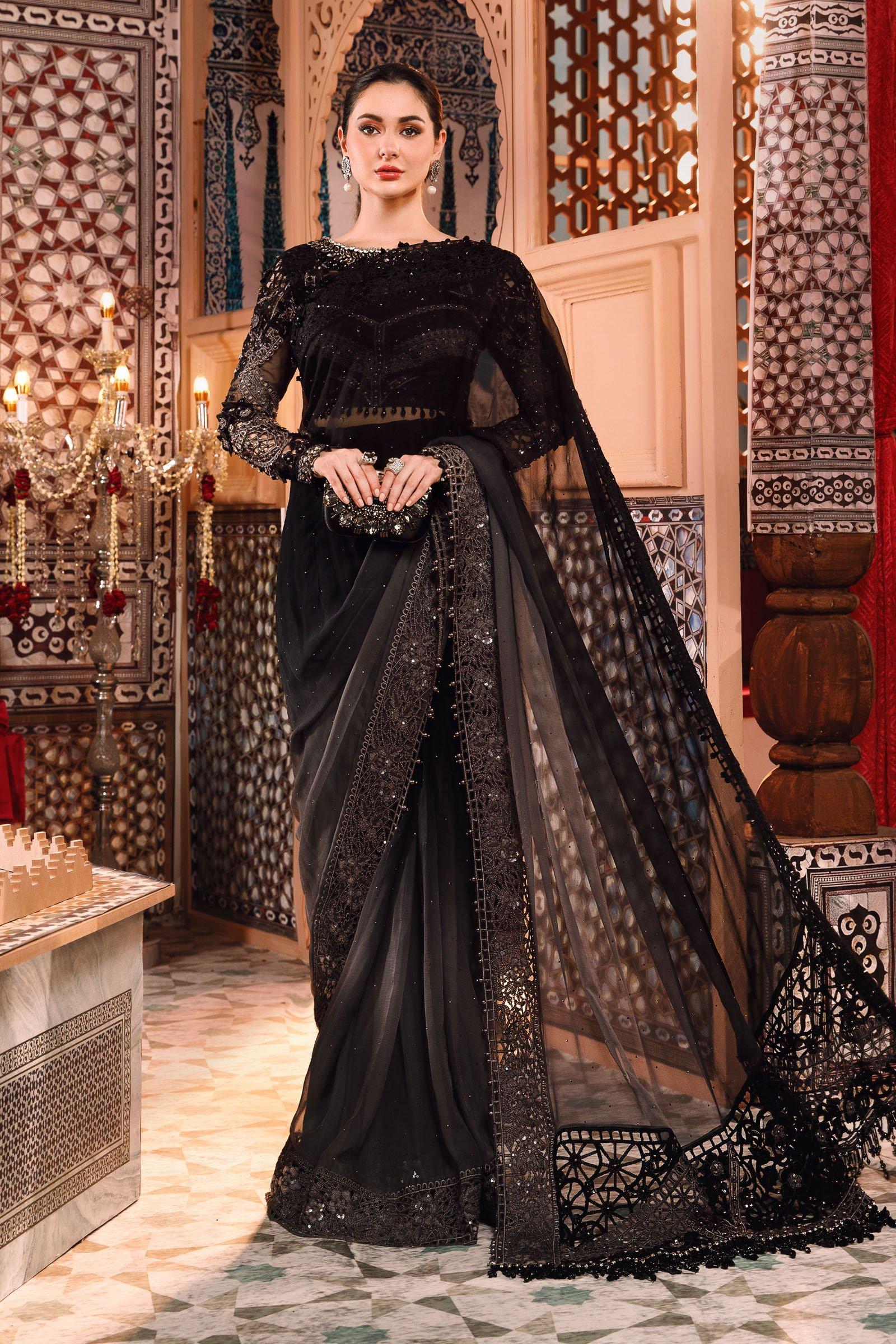 Grey and Black (BD-2504) MARIA B MBROIDERED WEDDING EMBROIDERED SAREE