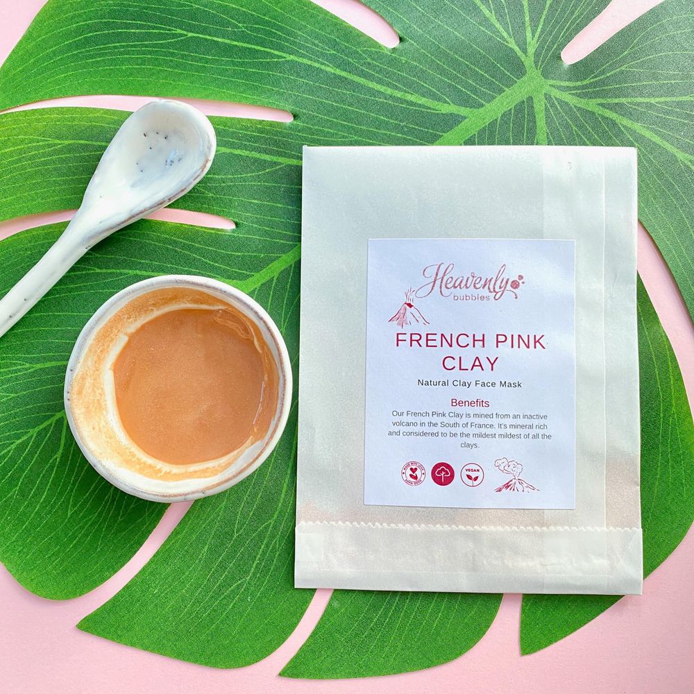 French Pink Clay Face Mask in Biodegradable Sachet – Heavenly Bubbles UK