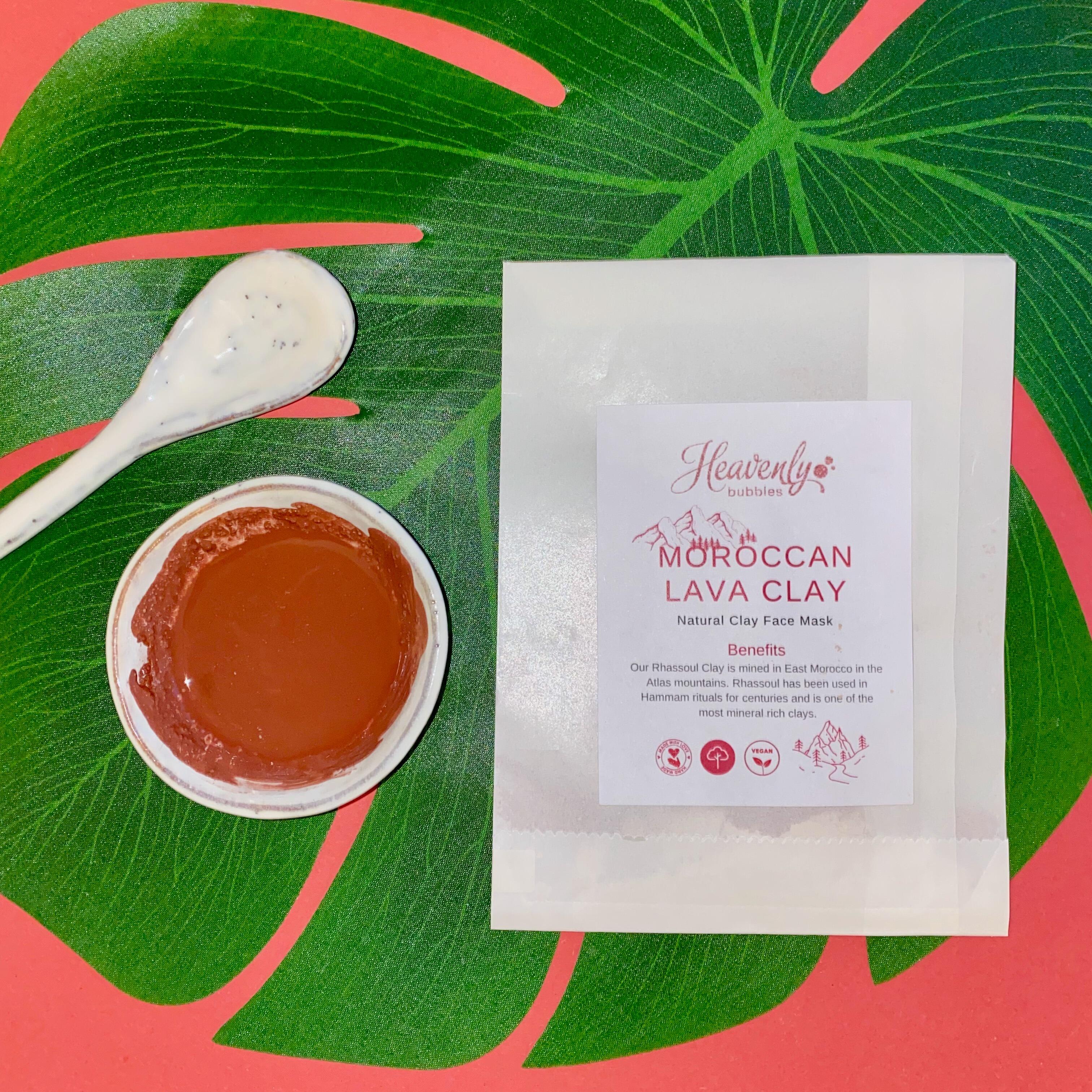 Moroccan Lava Clay Face Mask in Biodegradable Sachet – Heavenly Bubbles UK