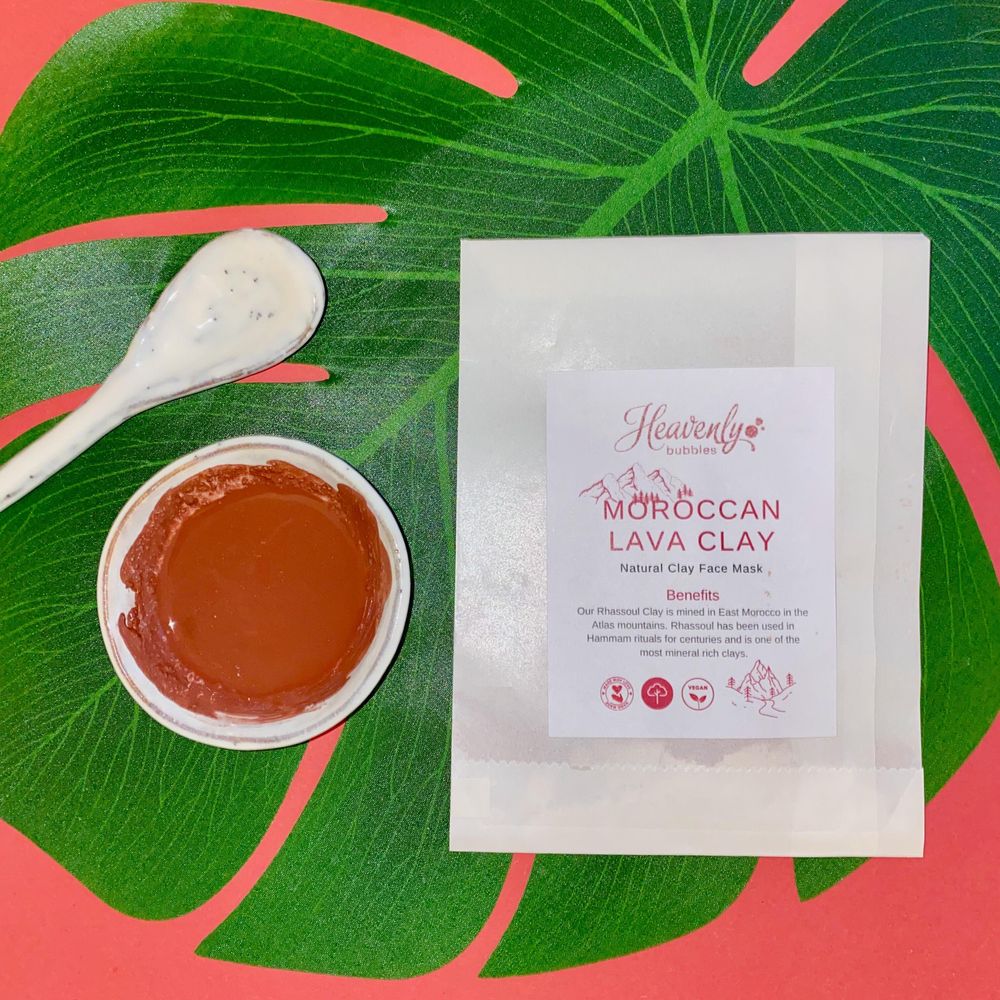 Moroccan Lava Clay Face Mask in Biodegradable Sachet – Heavenly Bubbles UK