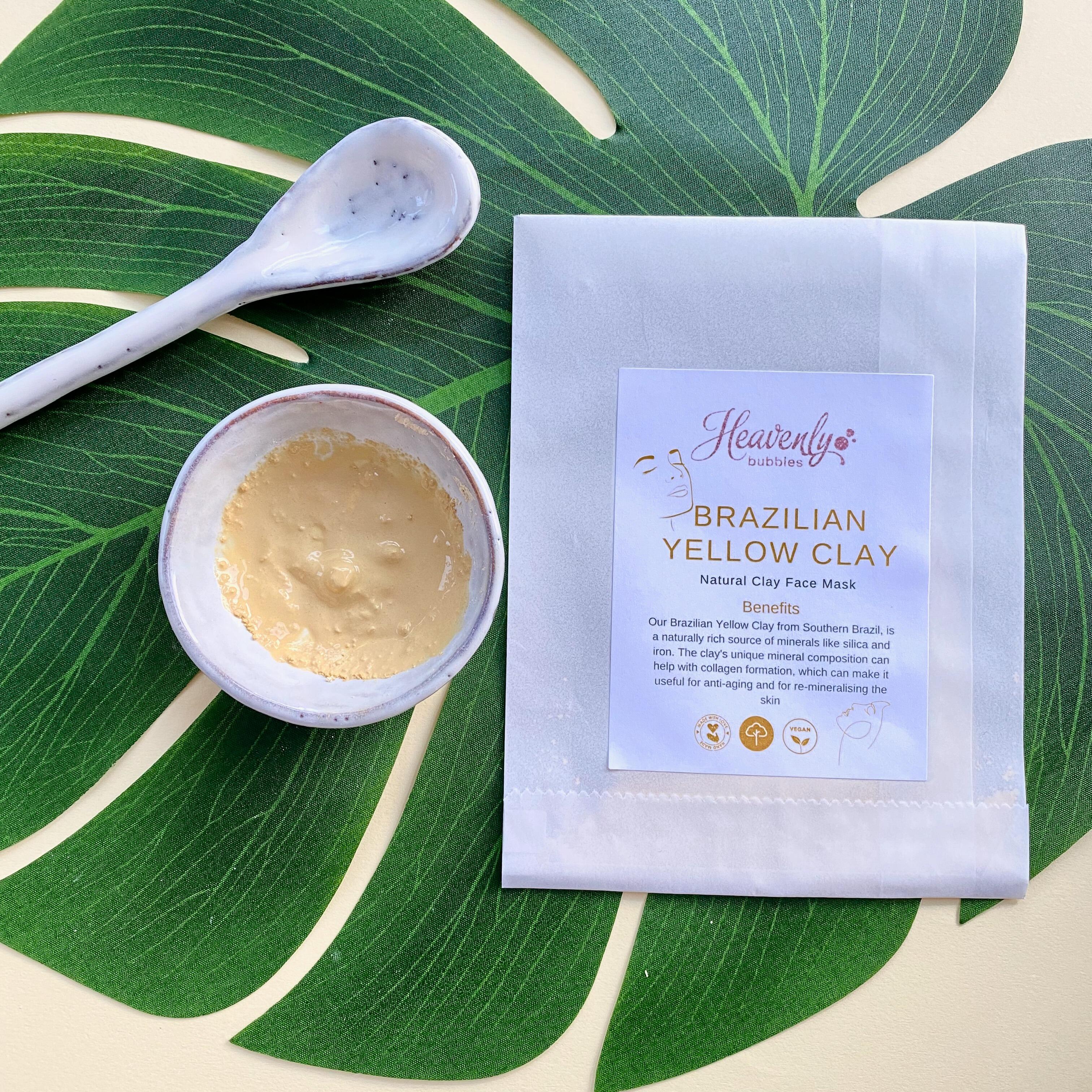 Brazilian Yellow Clay Face Mask in Biodegradable Sachet – Heavenly Bubbles UK