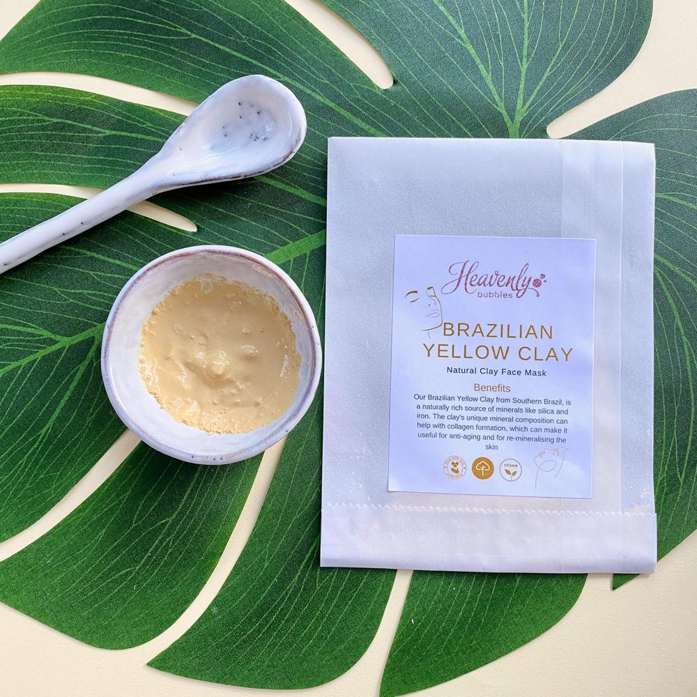 Brazilian Yellow Clay Face Mask in Biodegradable Sachet – Heavenly Bubbles UK