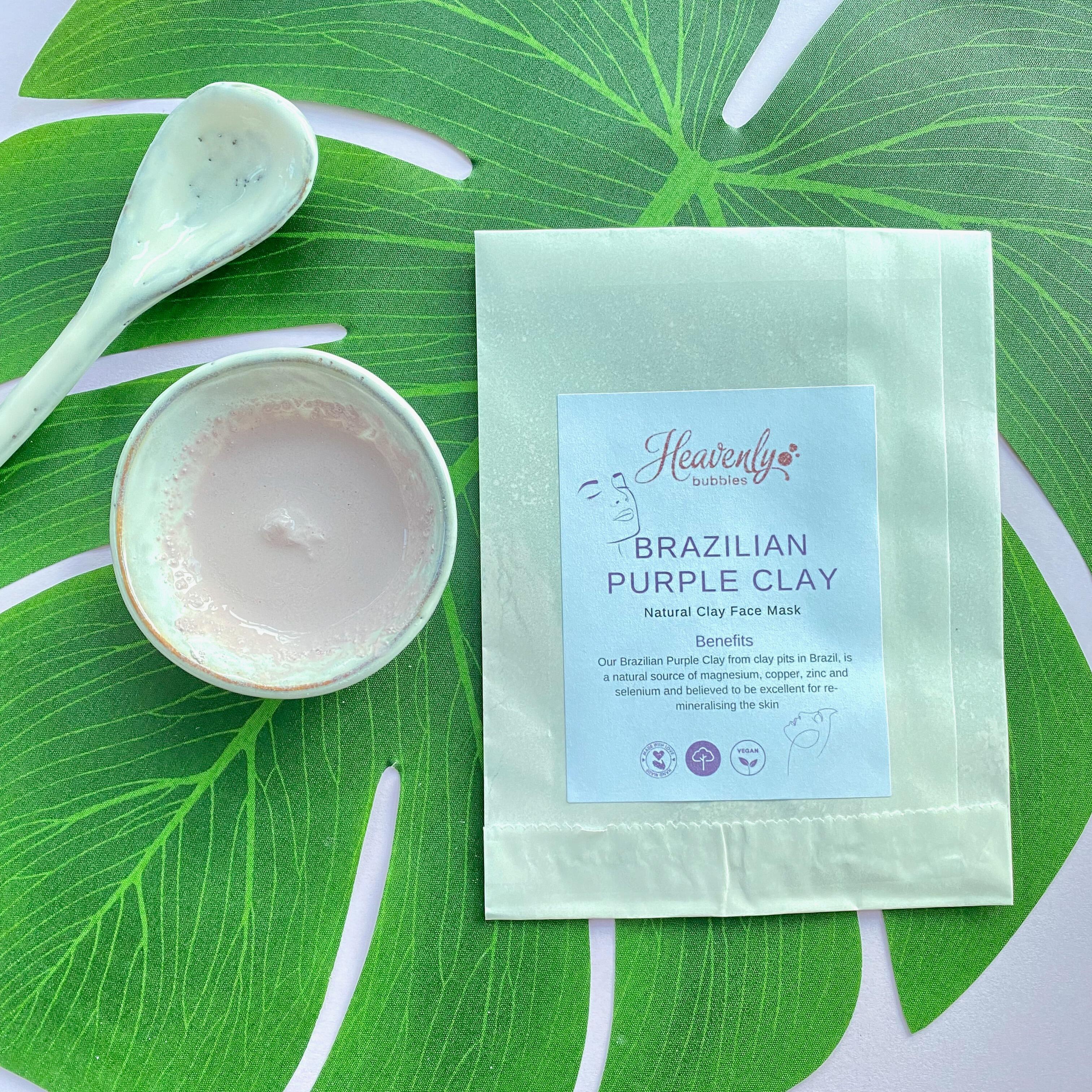 Brazilian Purple Clay Face Mask in Biodegradable Sachet – Heavenly Bubbles UK