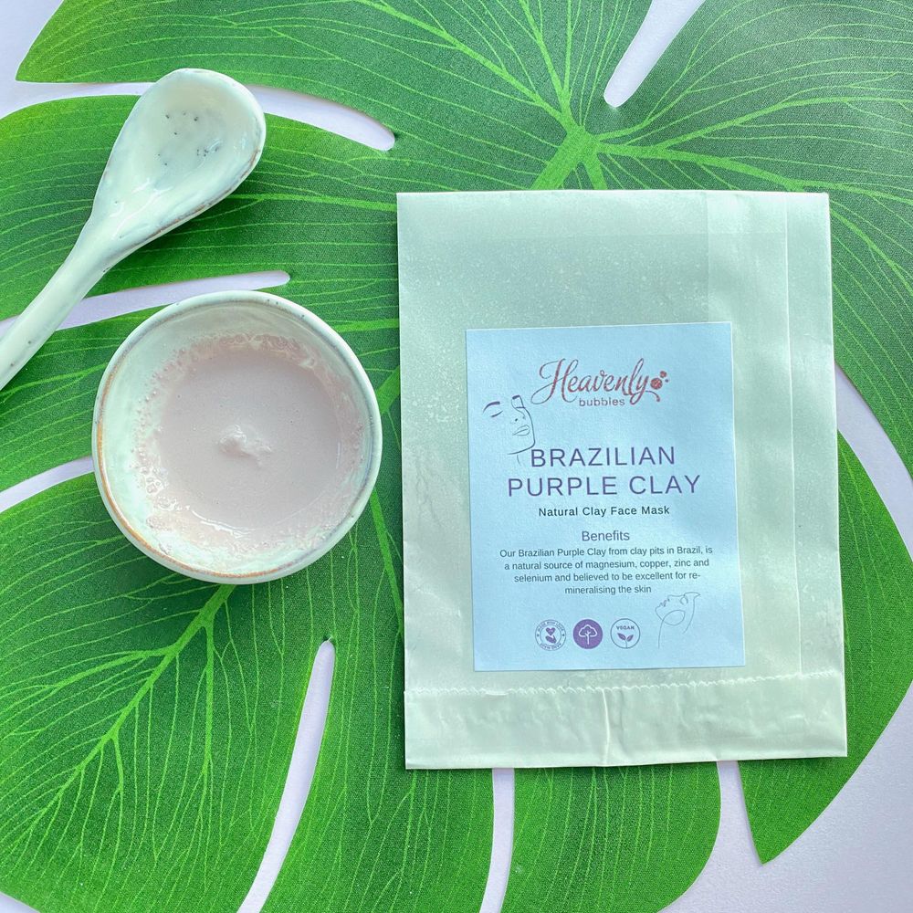 Brazilian Purple Clay Face Mask in Biodegradable Sachet – Heavenly Bubbles UK