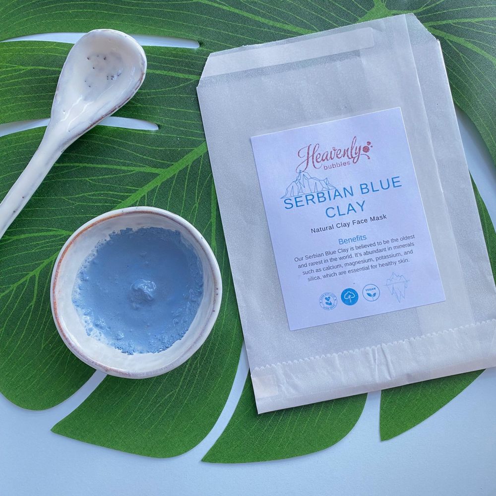 Serbian Blue Clay Face Mask in Biodegradable Sachet – Heavenly Bubbles UK