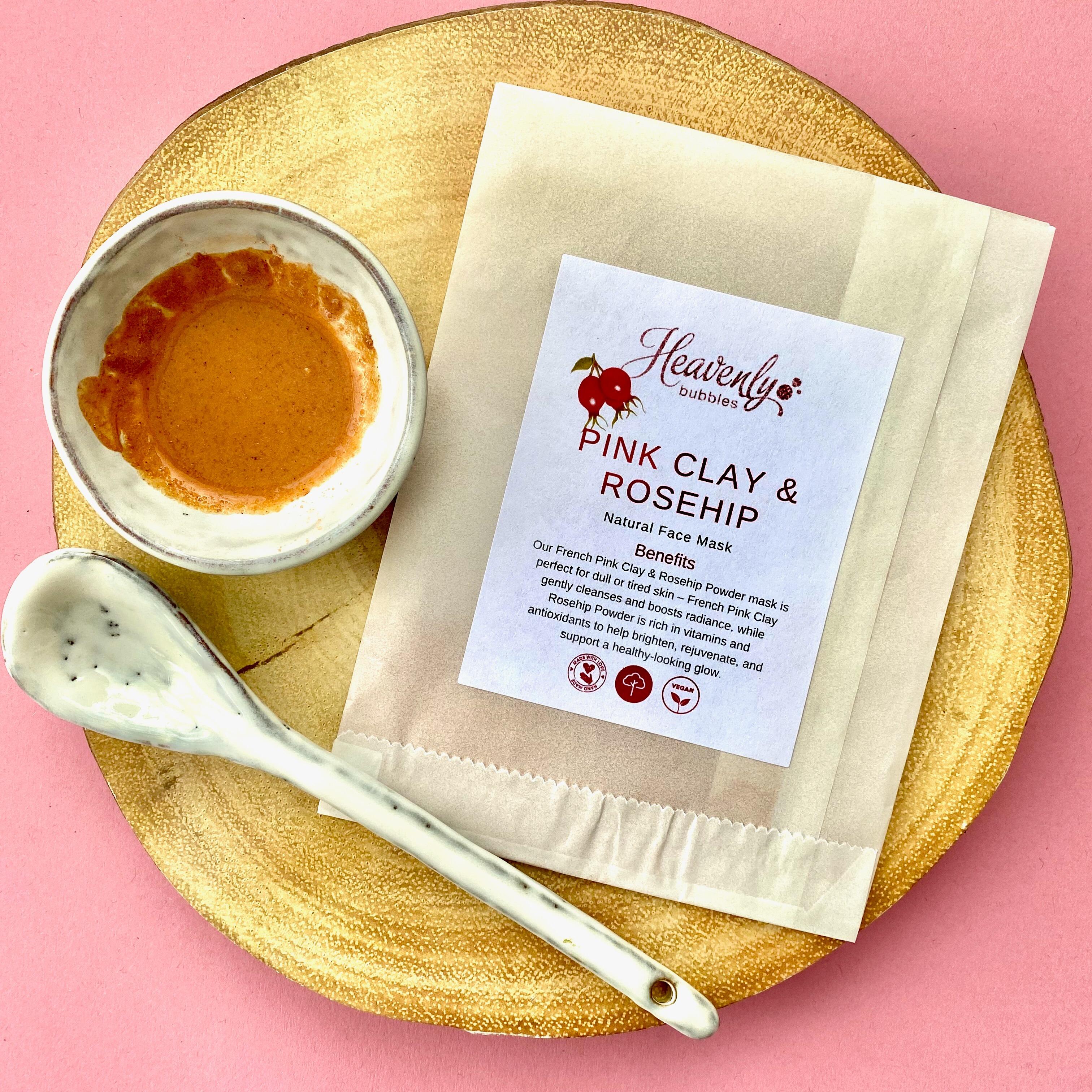 Face Wearing French Pink Clay Mask – Soothing and Radiance Boosting