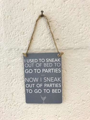 Sneak out Parties mini metal sign