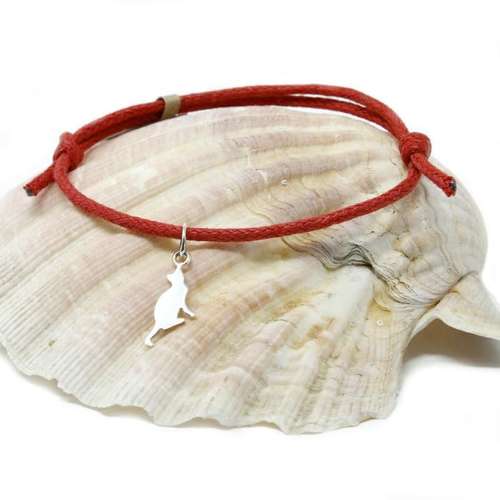cotton & silver cat bracelet