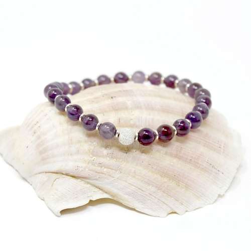 amethyst and sterling silver bead bracelet