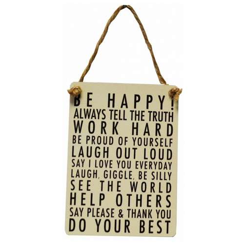 Be happy work hard metal sign