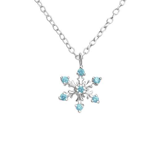 silver snowflake pendant with cubic zirconia