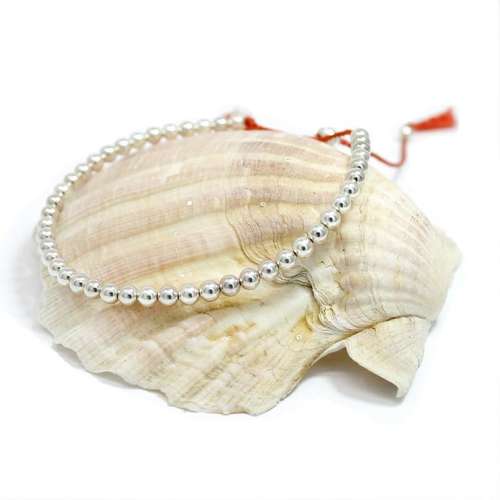 silk & sterling silver 4mm bead bracelet