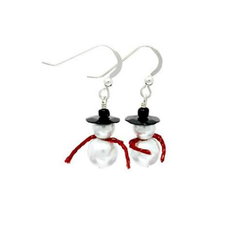 Snowman earrings red scarf